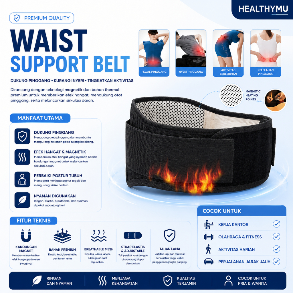Waist Korset Sabuk Terapi Pemanas Penghangat Pelangsing Perut Pinggang Turmalin / Korset Pelangsing 