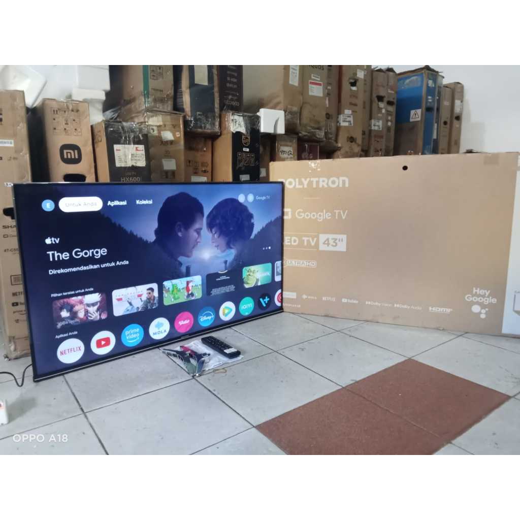 GOOGLE TV LED POLYTRON 43 INC SUDAH 4K DIGITAL KONDISI BEKAS MASIH SEGEL (7519)