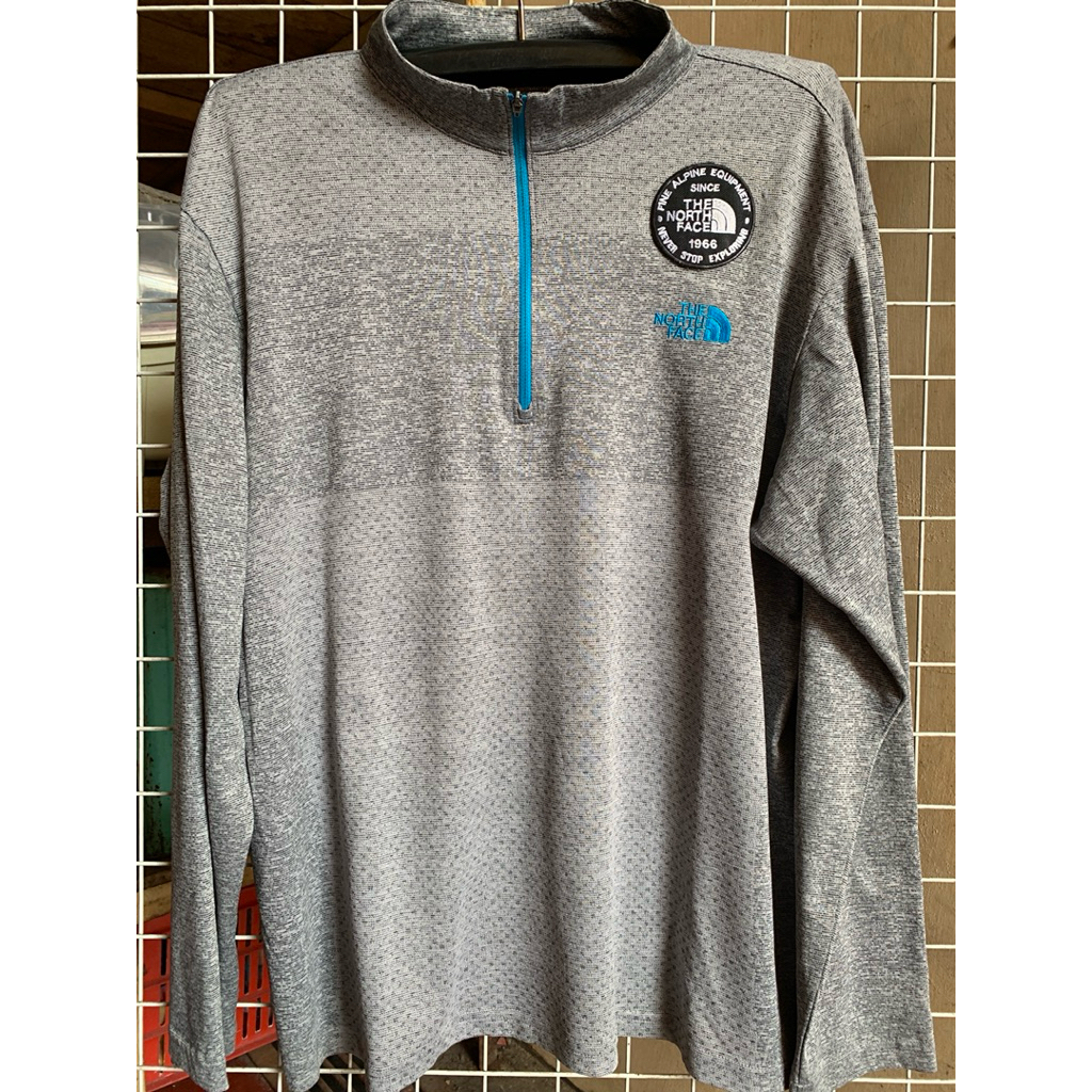 The North Face Long Sleeve Zip Grey - Kaos Outdoor Original TNF