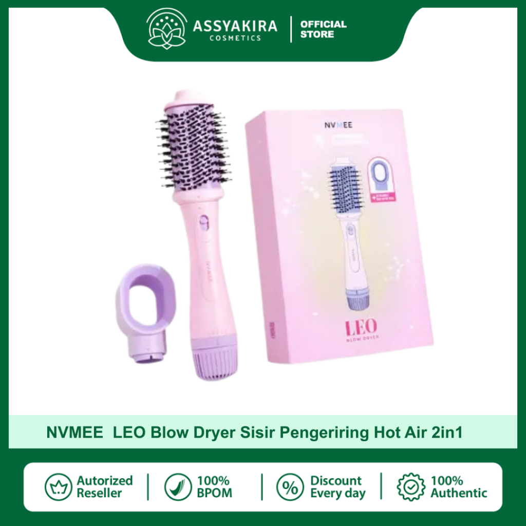 NVMEE  LEO Blow Dryer Sisir Pengeriring Hot Air 2in1 Low Watt Natural Blow With Volume