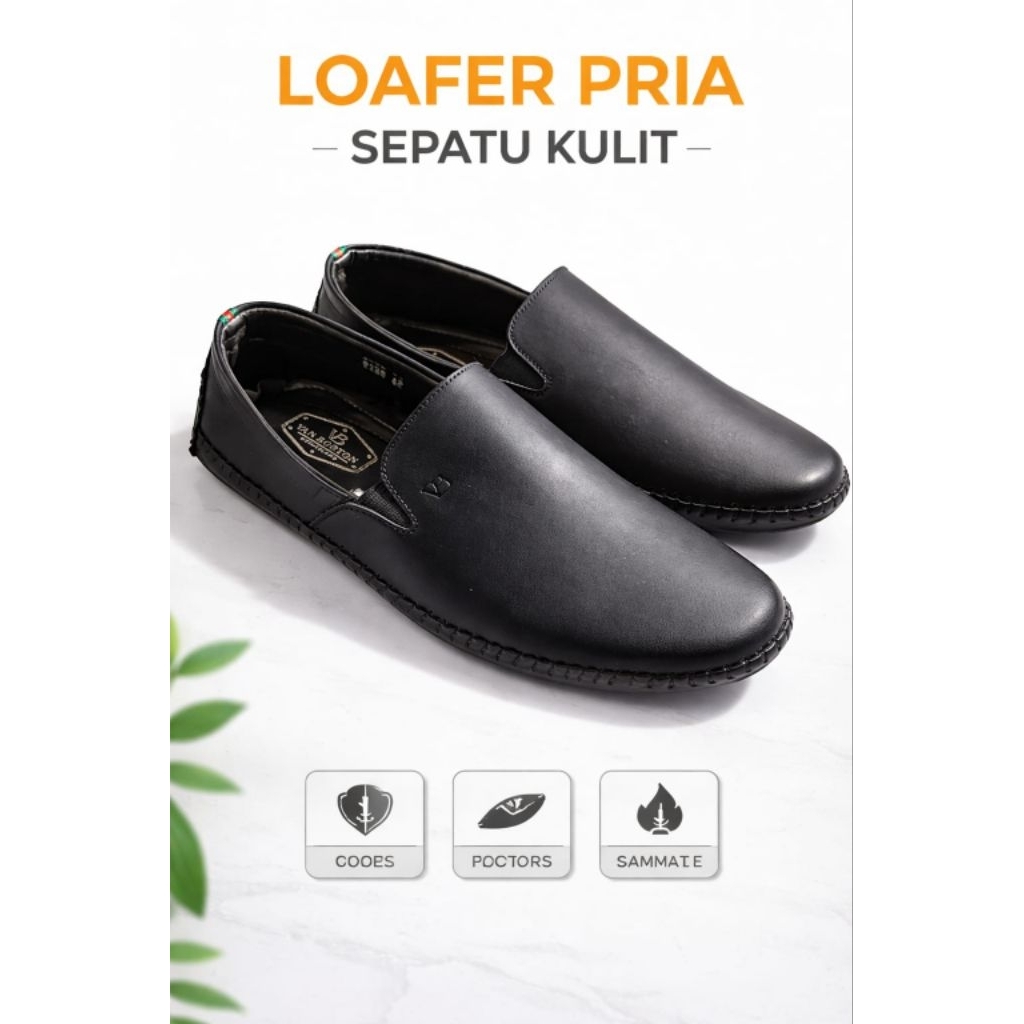 Sepatu pansus Pria Slip on flat Shoes pria Van Borton Original – Sepatu Kerja Kantor Formal Kulit Pr