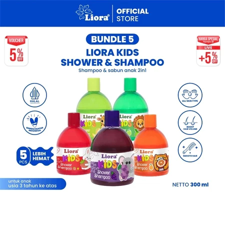 LIORA Kids Shower & Shampoo - 300 ML | 2in1 Shampoo dan Sabun Anak-anak