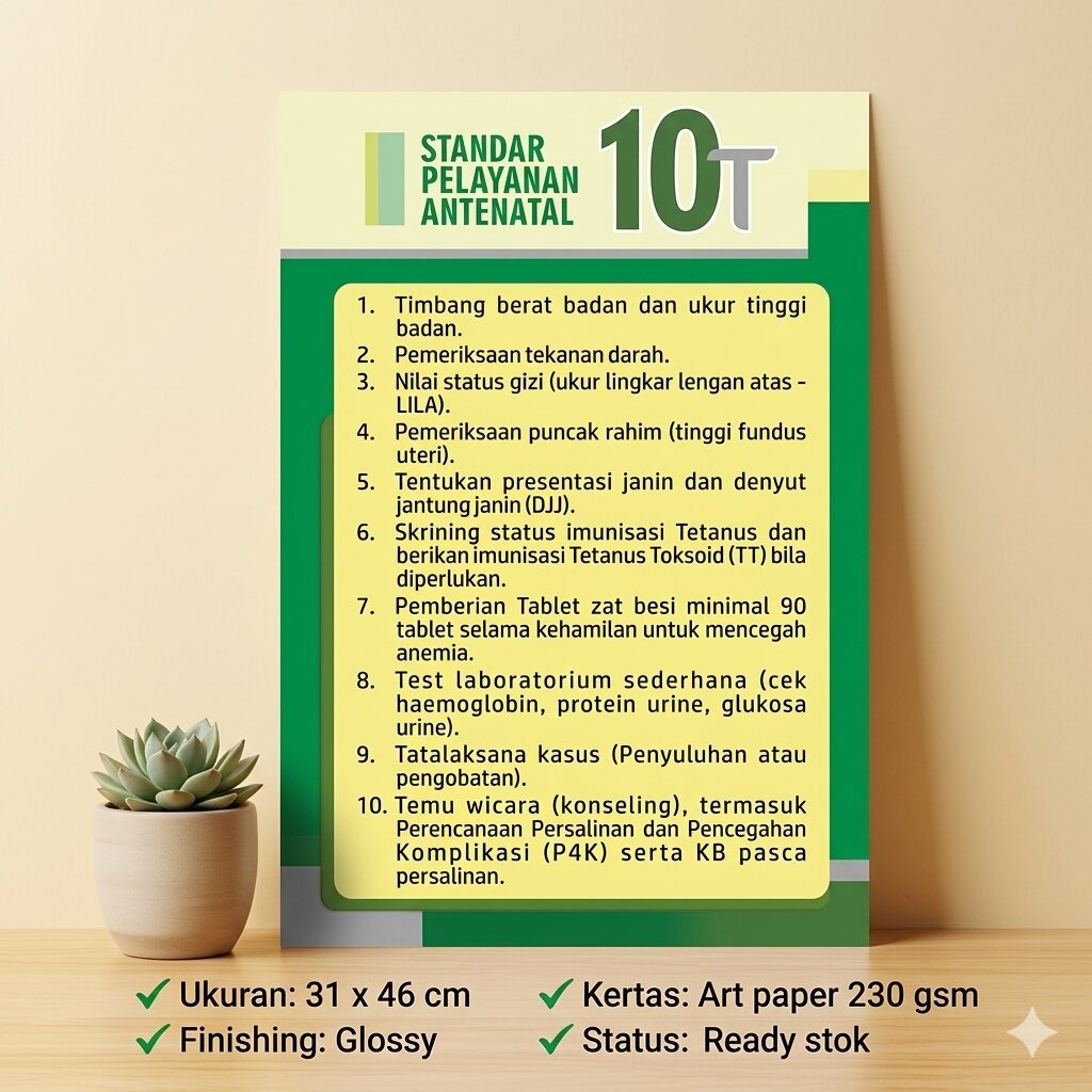 Poster 10T Standar Pelayanan Antenatal - Poster Kebidanan - Poster Kesehatan