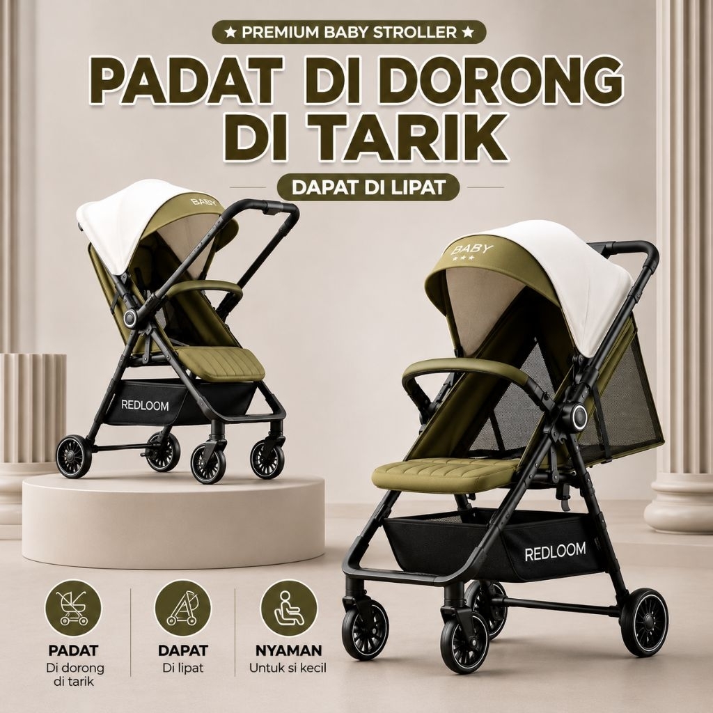 Cuci Gudang Kereta Bayi Dua Arah Padat Dilipat Kereta Bayi