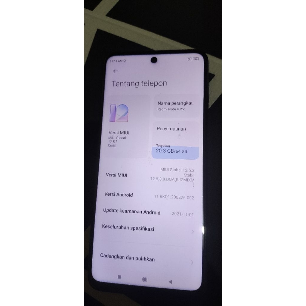 lcd redmi note 9 pro original copotan