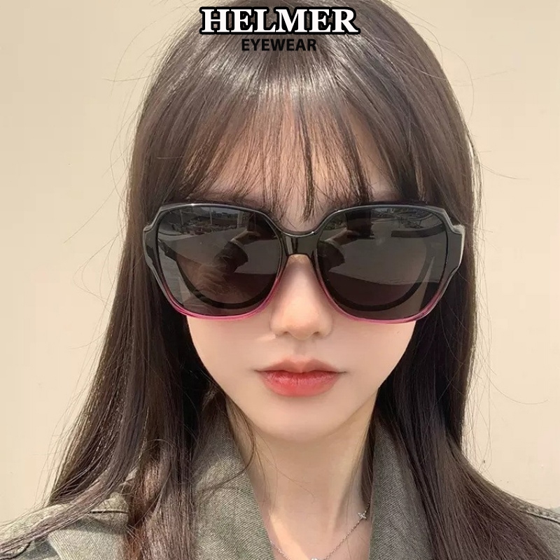 Kacamata Hitam Polarized UV400 Wanita Pria Kacamata Frame Oversized Bulat