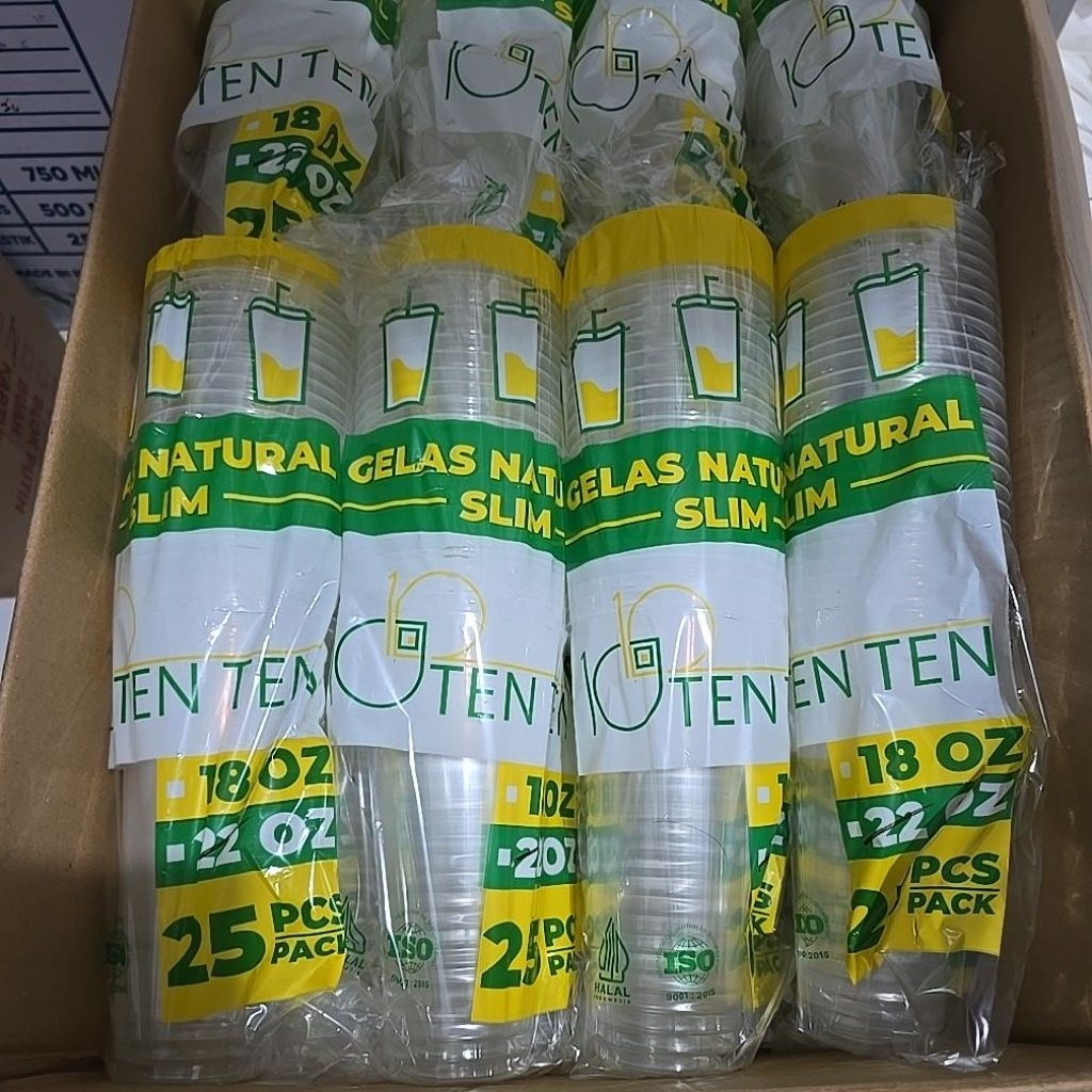TENTEN CUP PLASTIK DATAR /18ozSLIM & 22ozSLIM/