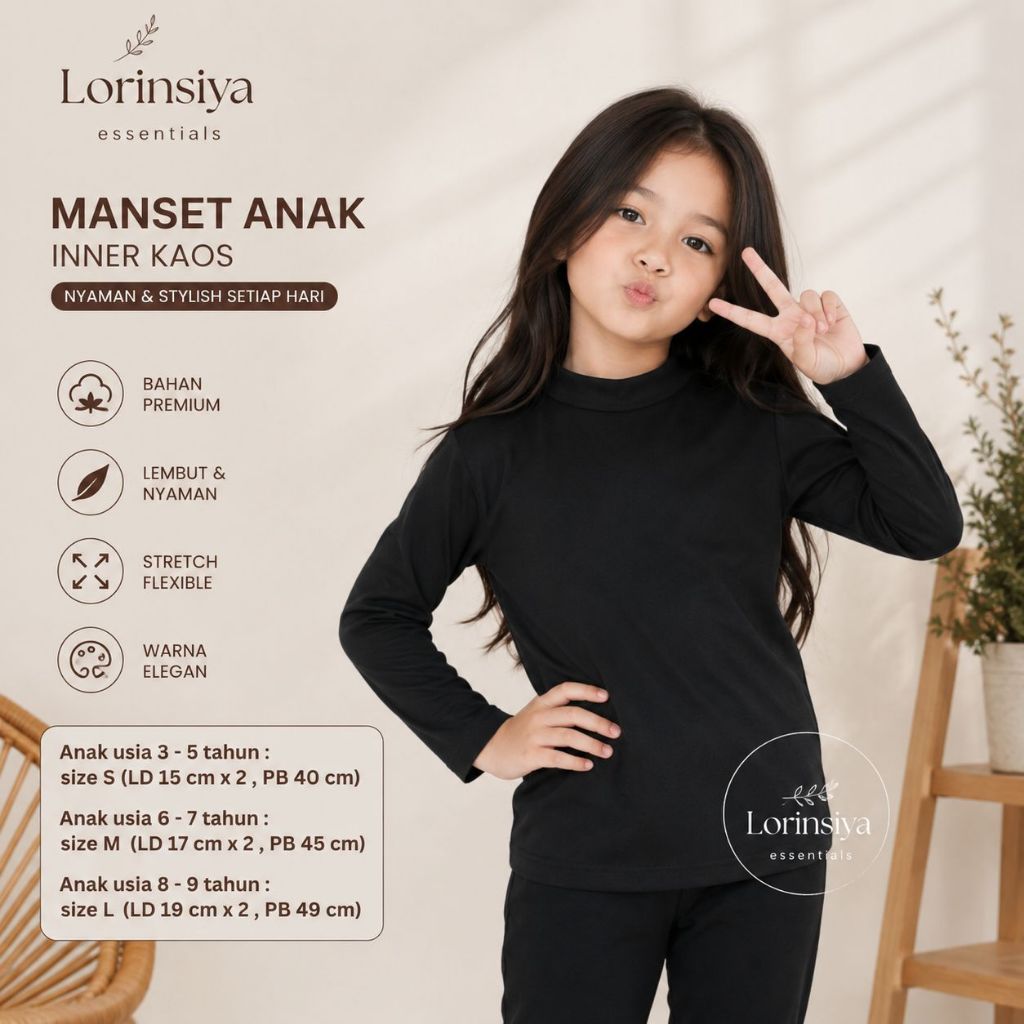Lorinsiya - Manset Anak Premium Iner Anak Perempuan dan Laki-Laki Baju Dalaman Mangset Anak Spandek