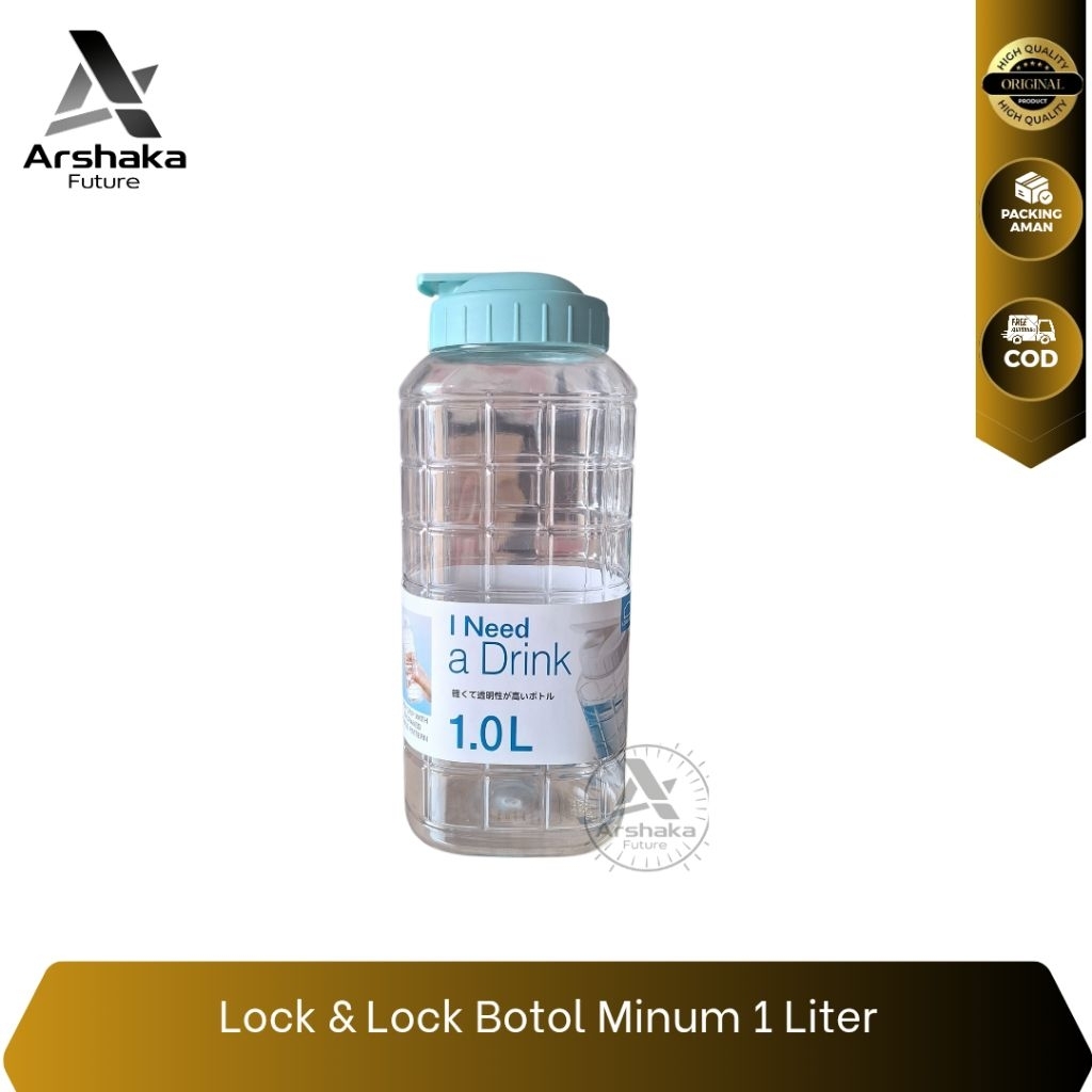 Lock & Lock Botol Minum 1 Liter, Botol Minum tebal, Tempat Air kulkas 1 Liter