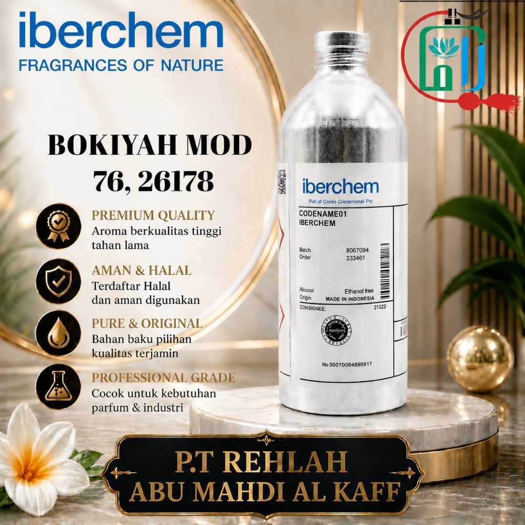 Iberchem - BOKIAH M0D | Bibit parfume murni segel pabrik kemasan 500 ML/1 KG - Oud Bukiyah
