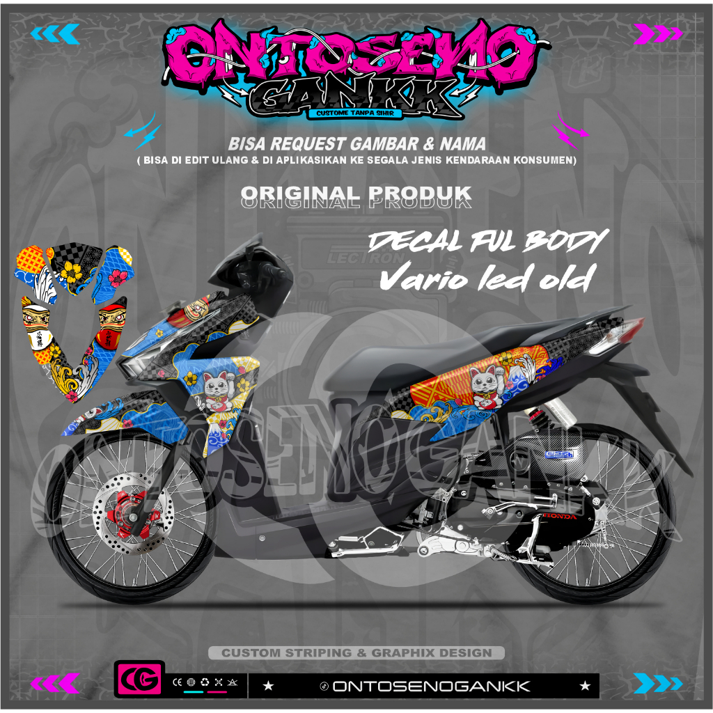 Decal Sticker Vario 150 New Full Body Decal Stiker Vario 125 LED OLD KONSEP DARUMA  Full Body - Stik