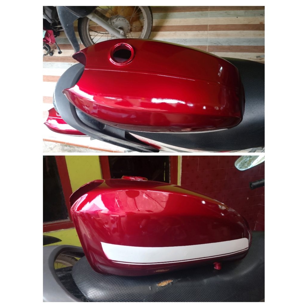 Tangki Cb 125 cat Merah Maroon tengki cb Glatik galvanis semi pres