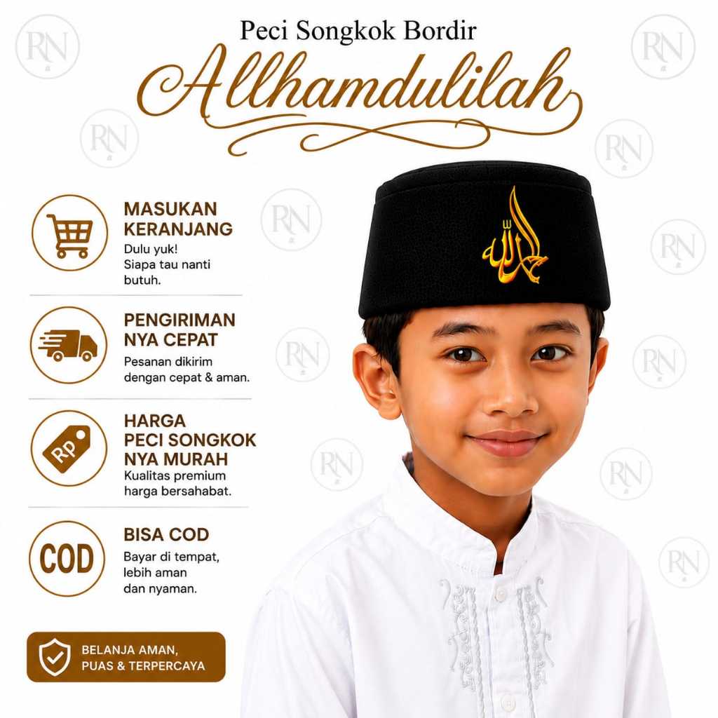 songkok logo bordir/ songkok bordir Alhamdulillah / peci logo bordir/ peci bordir