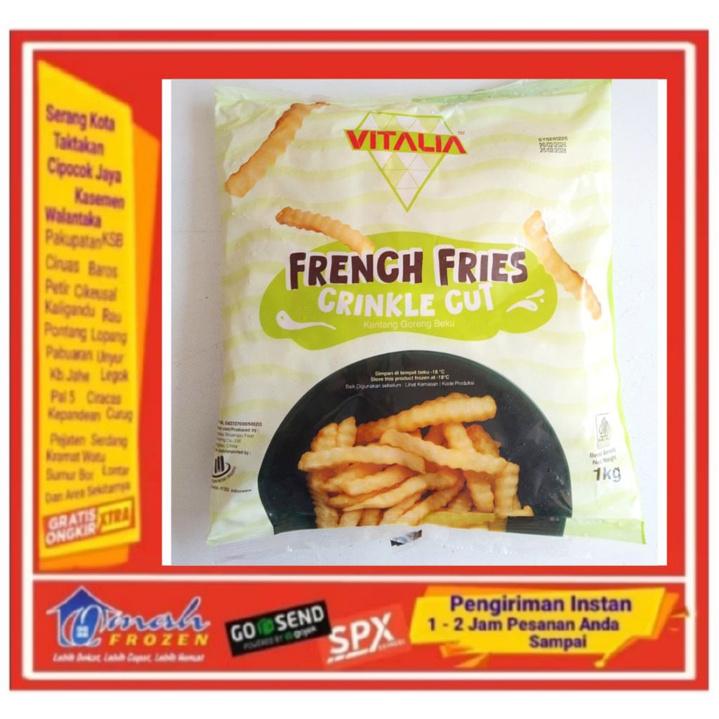 Kentang Vitalia Crinkle Cut 1Kg, Kentang Beku, Frozen Serang