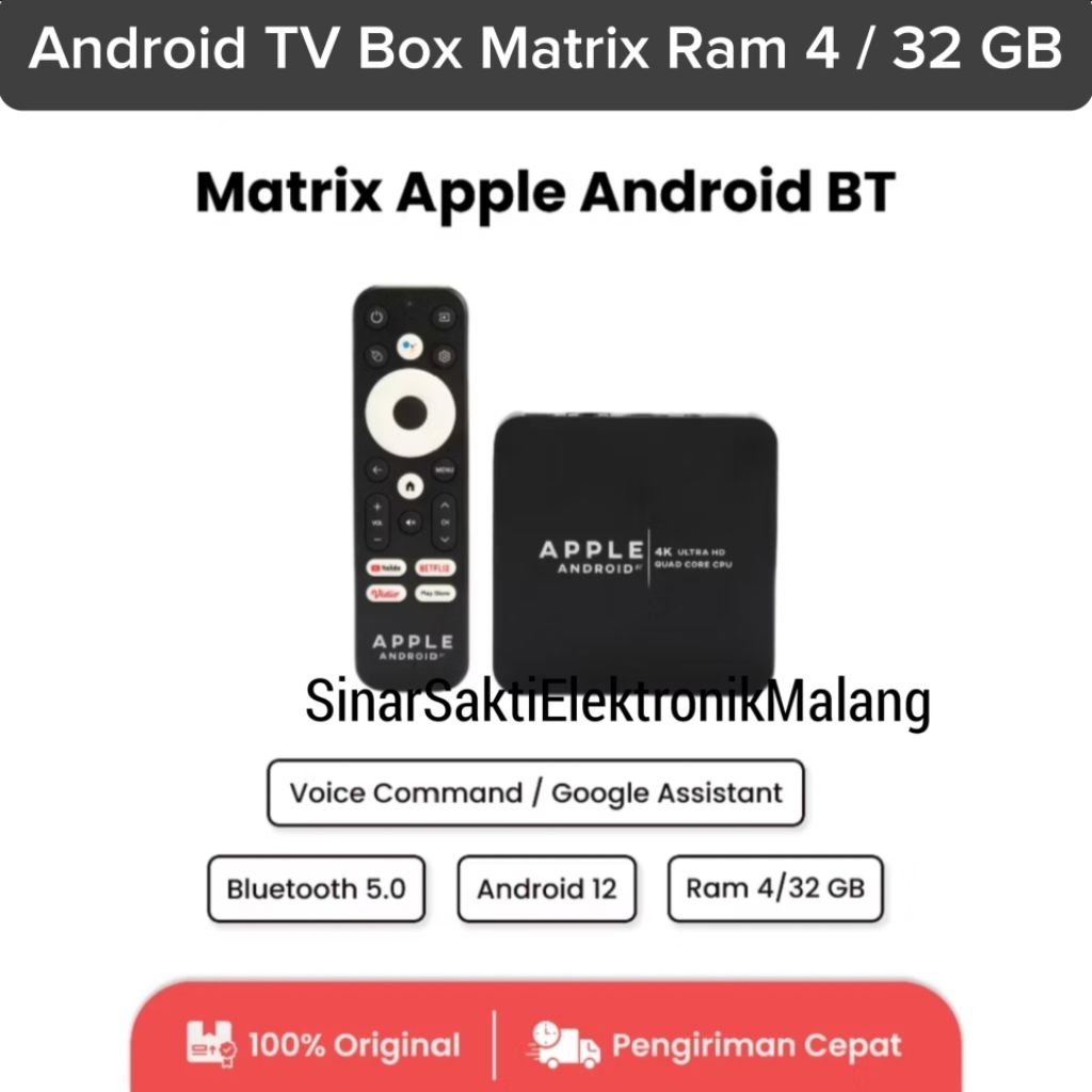 STB Android TV Box Matrix Apple Android 12 4gb 32gb Voice Google Assistant 4k Smart TV FULL HD x96