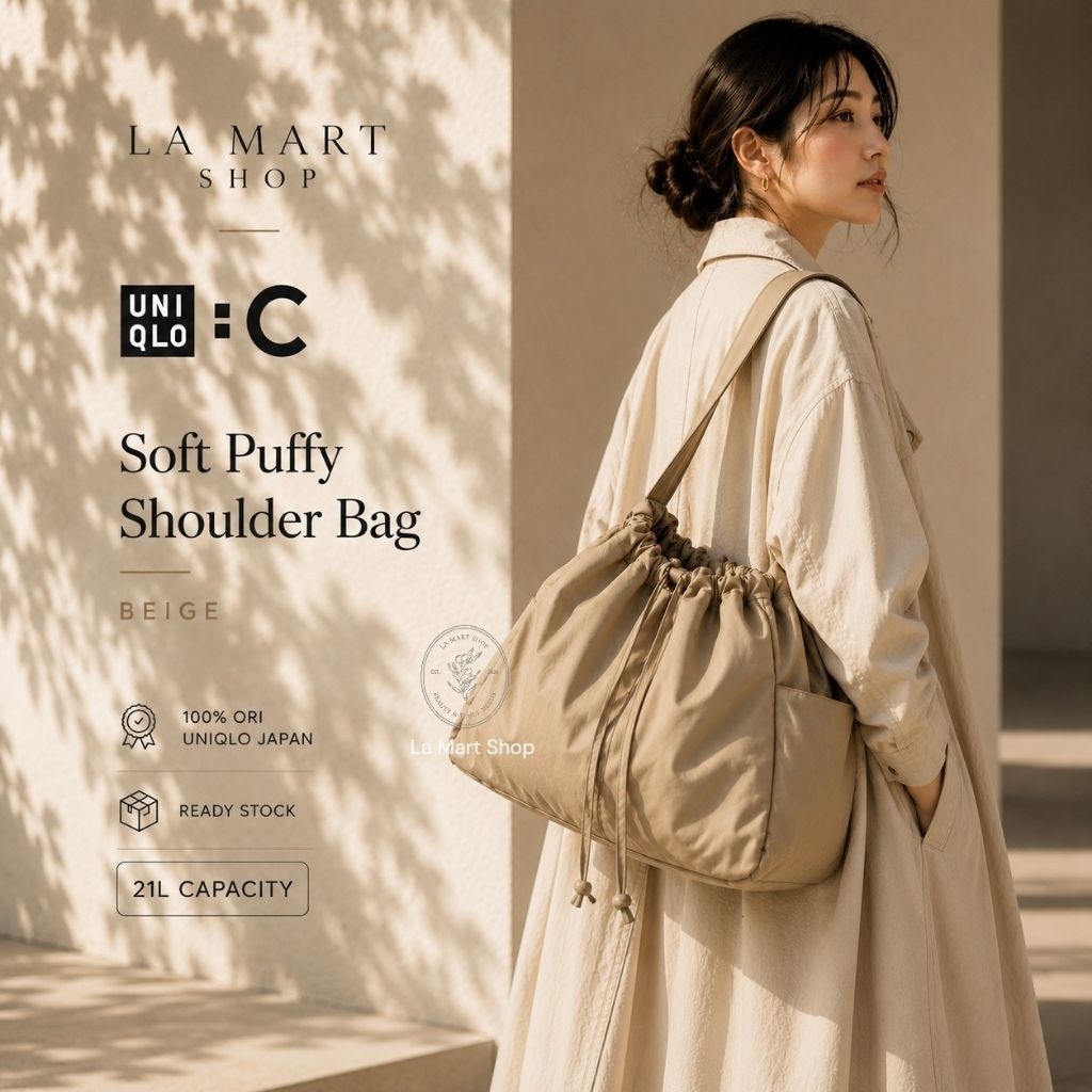 (100% ORI UNIQLO JAPAN) UNIQLO Soft Puffy Shoulder Bag / Tas Uniqlo / Uniqlo Shoulder Bag/ Tas Selem