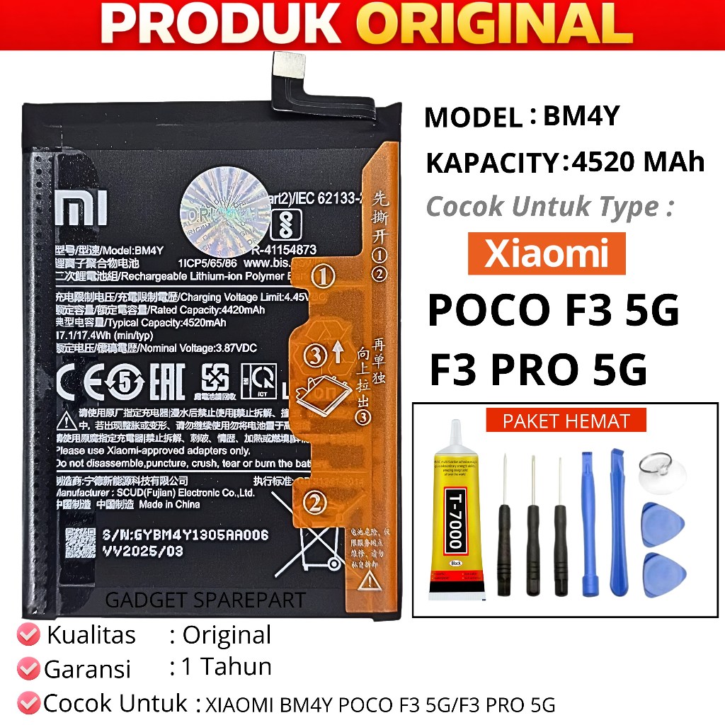 BATERAI XIAOMI POCOPHONE F3 5G / BATERAI XIAOMI POCOPHONE F3 PRO 5G / BATERAI XIAOMI BM4Y