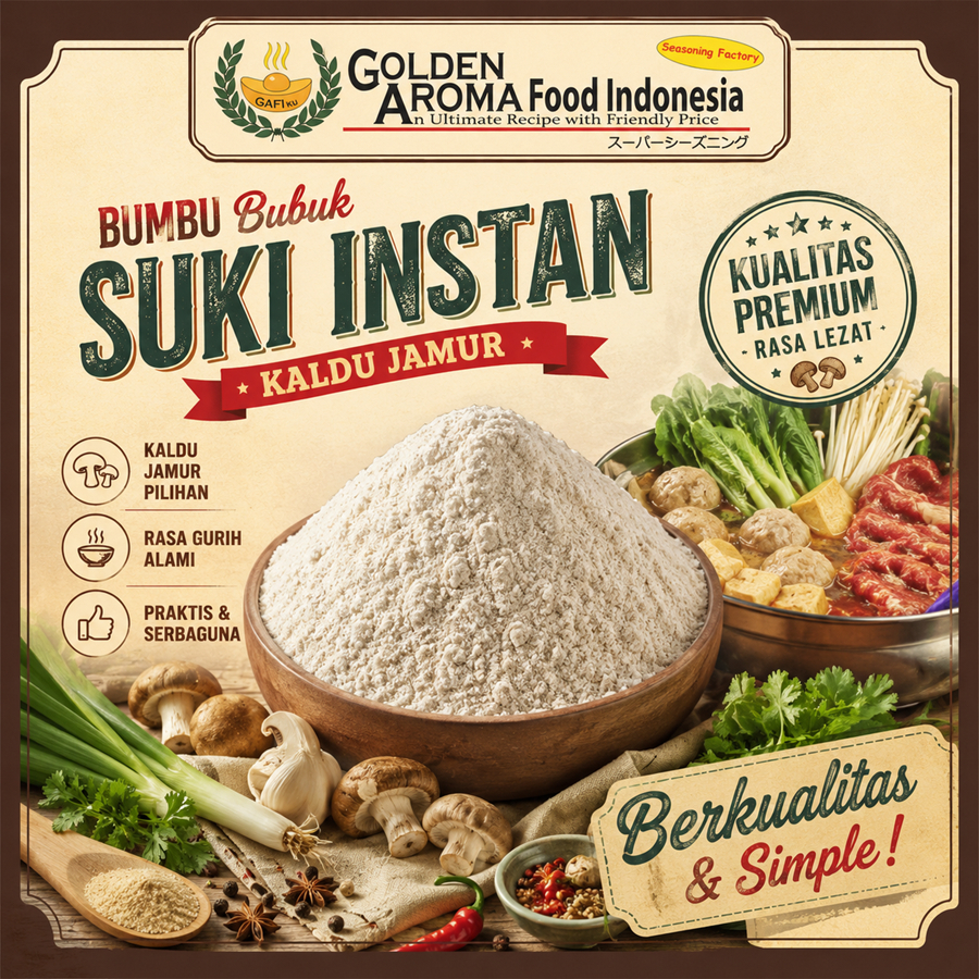 BUMBU Bubuk  SUKI INSTAN Kaldu Jamur 1 Kg Steamboat Shabu Hotpot Bumbu Instant Tomyum Suki Steamboat