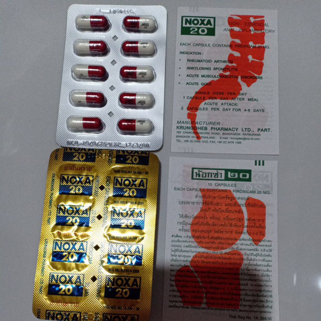 Noxa-20 kapsul untuk rematik,sakit tulang 1strip 10 kapsul import thailand