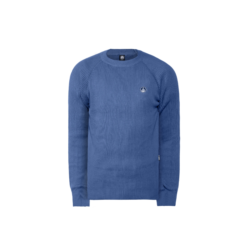 Prung Seker BD Crewknit Sweater Rajut Warna Biru Denim