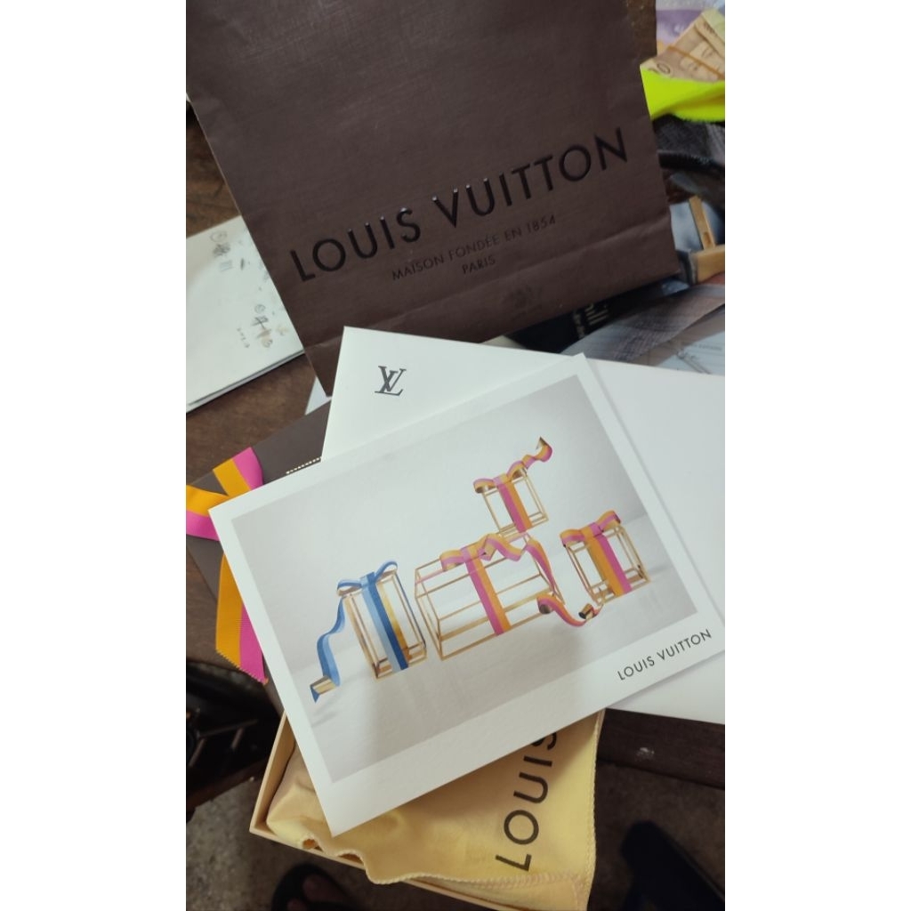 Box + paper bag Louis Vuitton LV authentic + cards and dustbag for long wallet sz 22x13,5x4