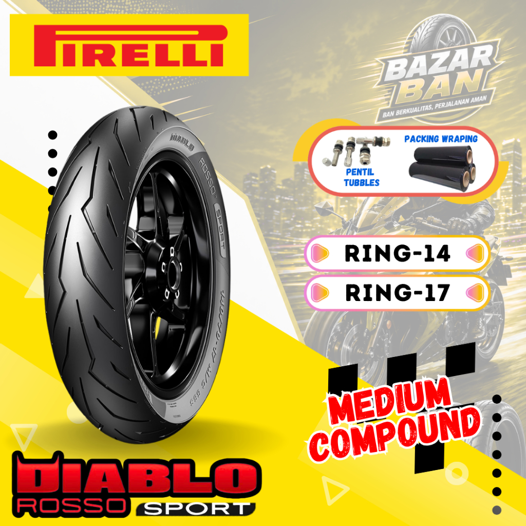 (PRODUKSI TERBARU) BAN PIRELLI DRS RING 14 17 / BAN PIRELLI MEDIUM COMPOUND DRSPORT / BAN TUBELESS P