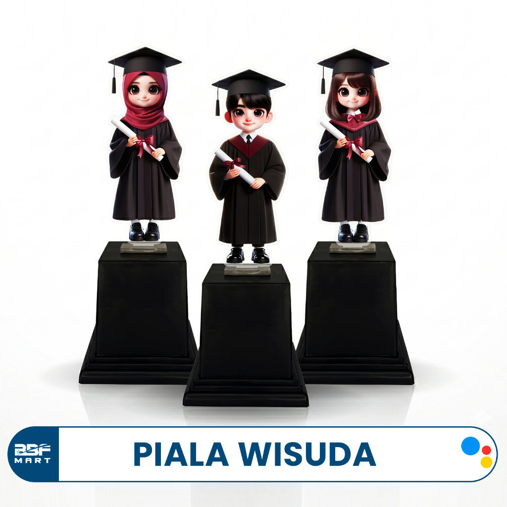 Piala Wisuda Akrilik Tinggi 26cm Trophy Kelulusan Graduation Gift Model Laki Laki Perempuan Hijab So
