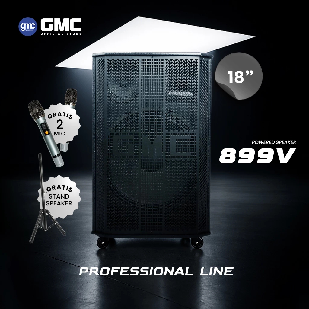 Speaker Portable GMC 899V Bluetooth 18 Inch (Free 2 Mic Wireless)