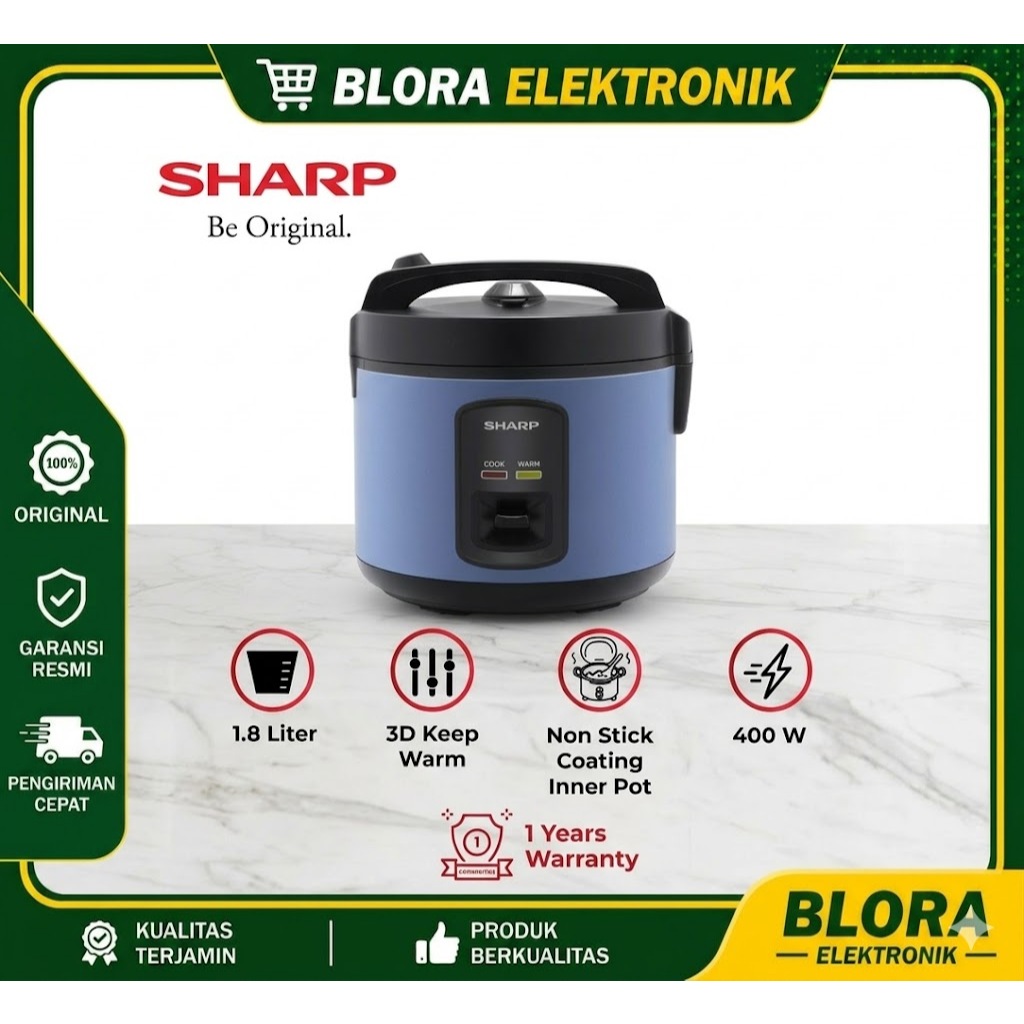 Magicom SHARP KS-G18MH BL Rice Coocer 1,8 Liter 3in1 Original Bergaransi