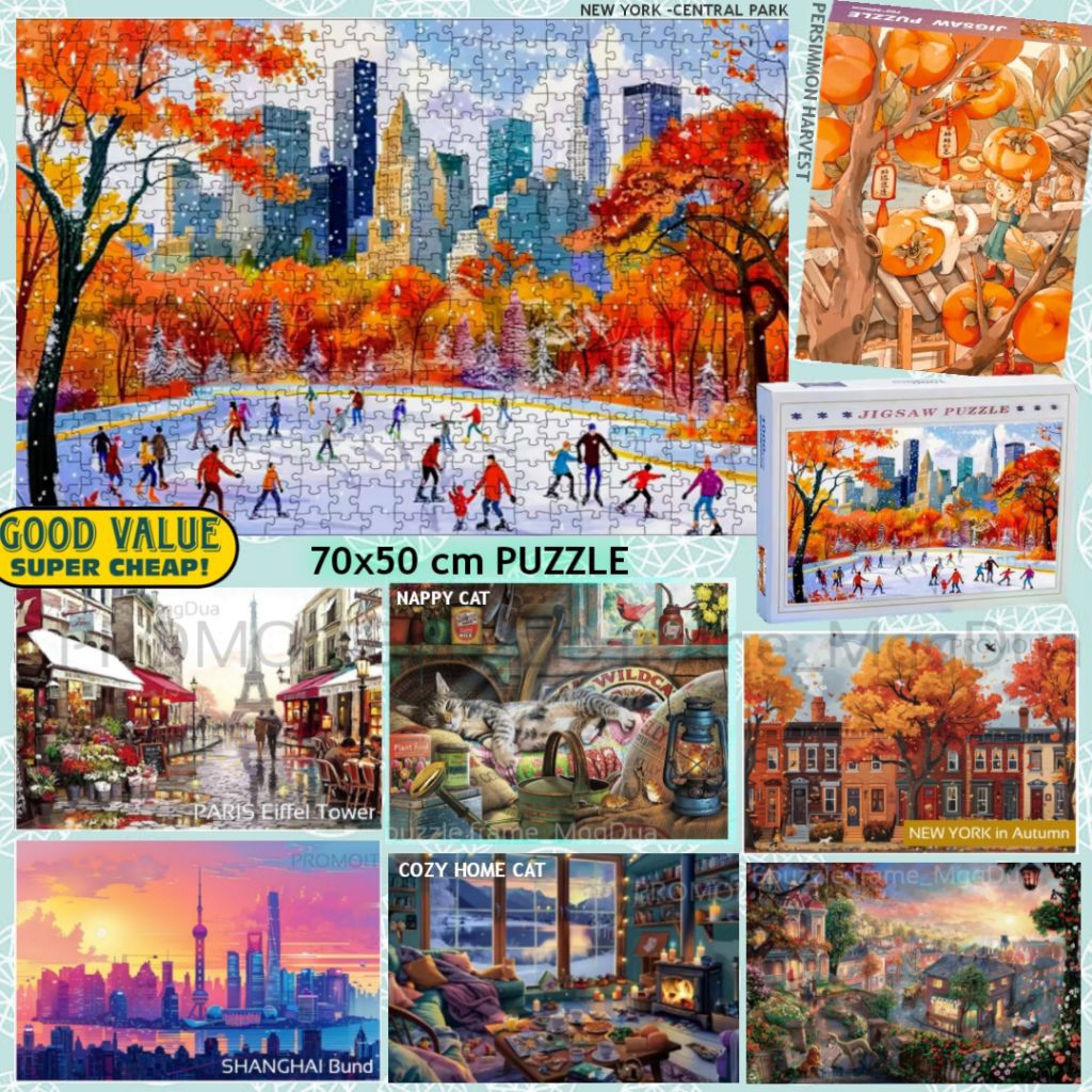 Puzzle 1000 Keping Karton Tebal 1-1,5 mm Hiburan dan Latihan Otak