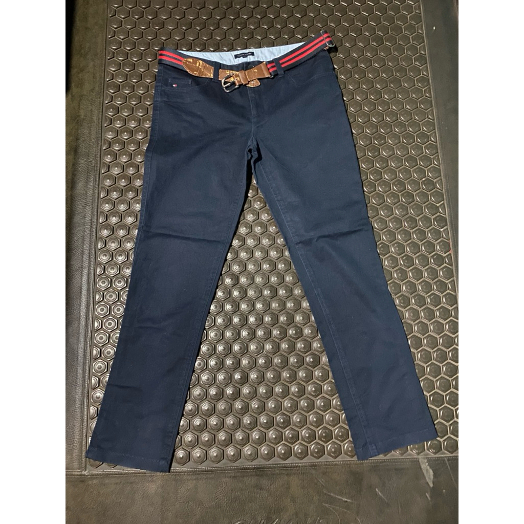CELANA PANJANG CHINO MELAR + SABUK TOMMY HILFIGER NAVY MEWAH BRANDED