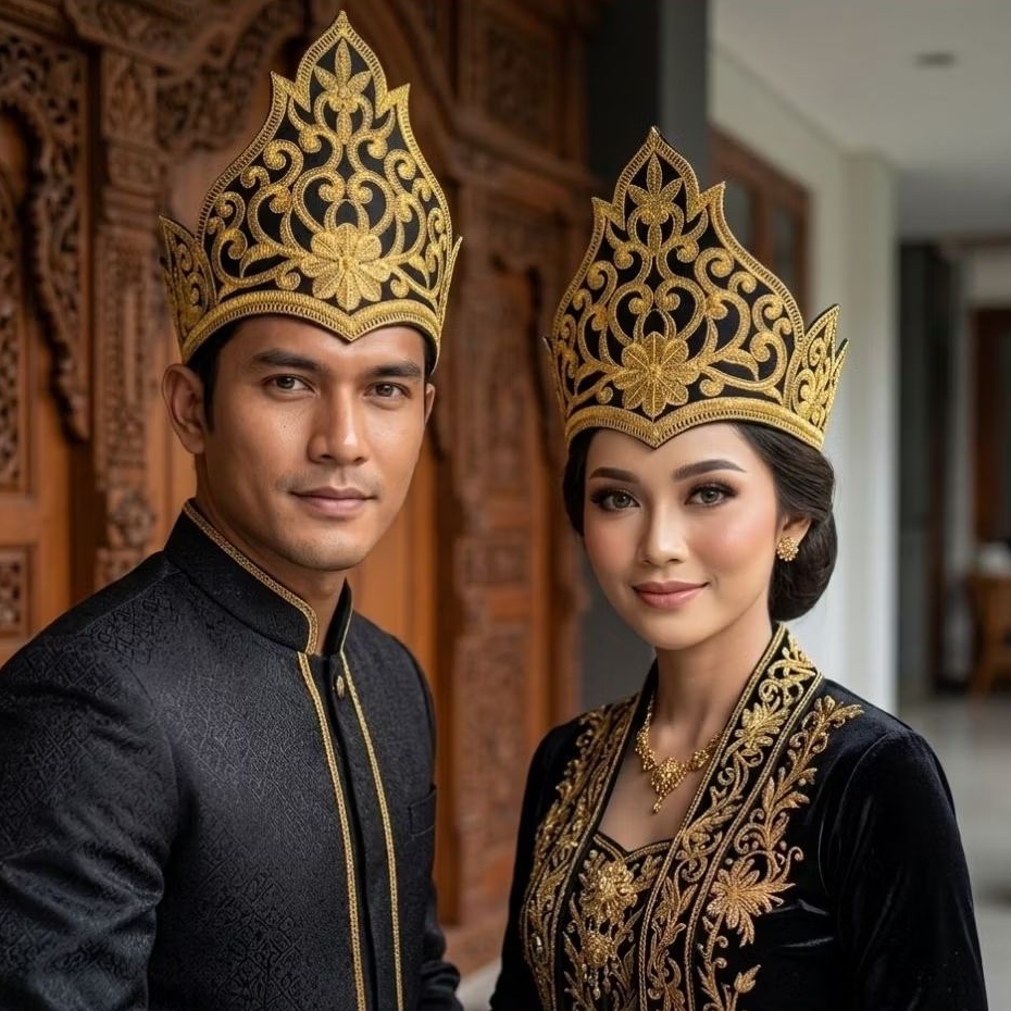 Mahkota - Siger Mahkota Bordir Adat Khas Lampung Motif Pusaka Bahan Spon Lebih Tebal Dan Sudah Dilen