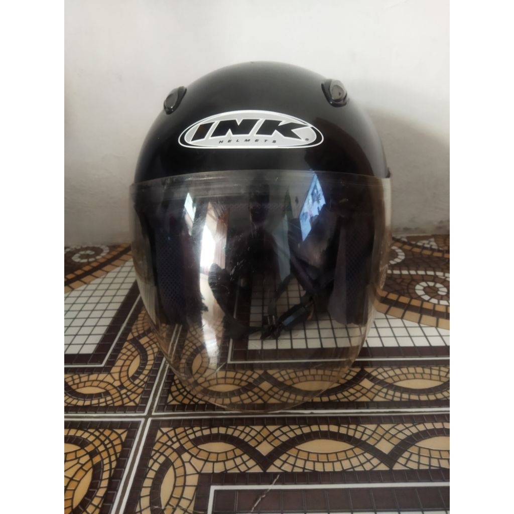 HELM INK CENTRO HITAM METALIC ORIGINAL SECOND