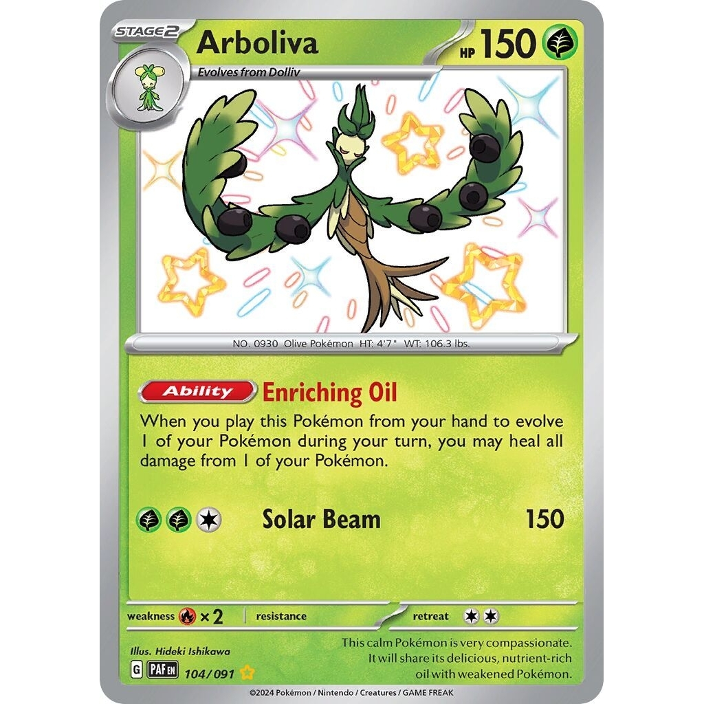 Tcg Pokemon Arboliva Shiny PAF Eng