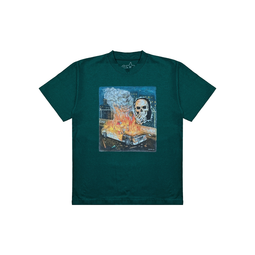 EMERLANE - SMOKING KILLS - GREEN TSHIRT - REGULAR FIT - 100% COTTON 220GSM