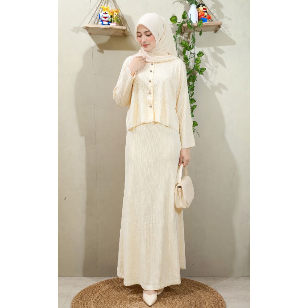 Setrok Pleat crop wanita/one set pleat terbaru/setelan rok pleat wanita/Setrok Plisket
