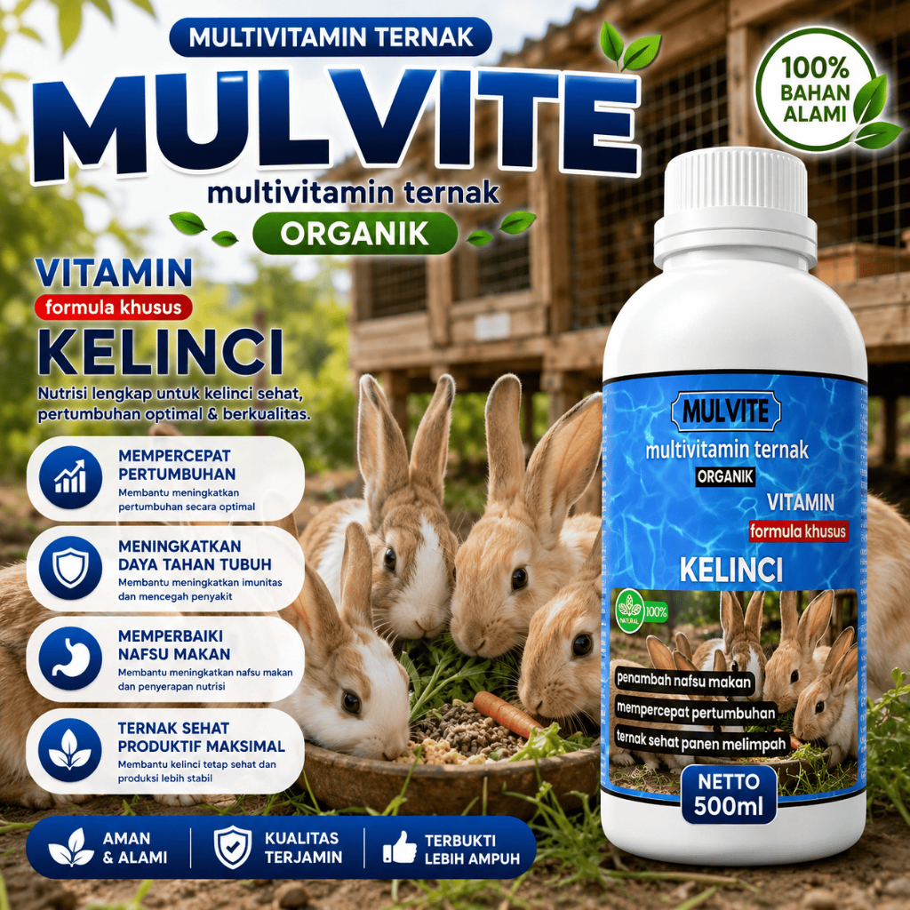 MULVITE Vitamin Probiotik Vitamin Suplemen Kelinci Hias Anggora Fuzzy Lop Holland Netherland Dwarf K