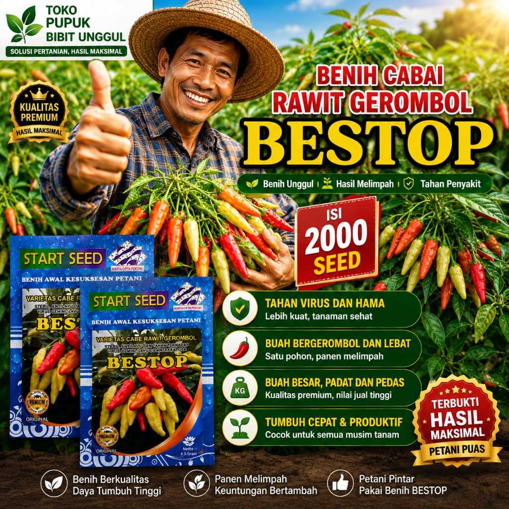 Bibit Cabe Rawit Unggul BESTOP Bibit Cabe Kaliber Unggul Tahan Virus Benih Cabe Rawit Unggul Bibit C