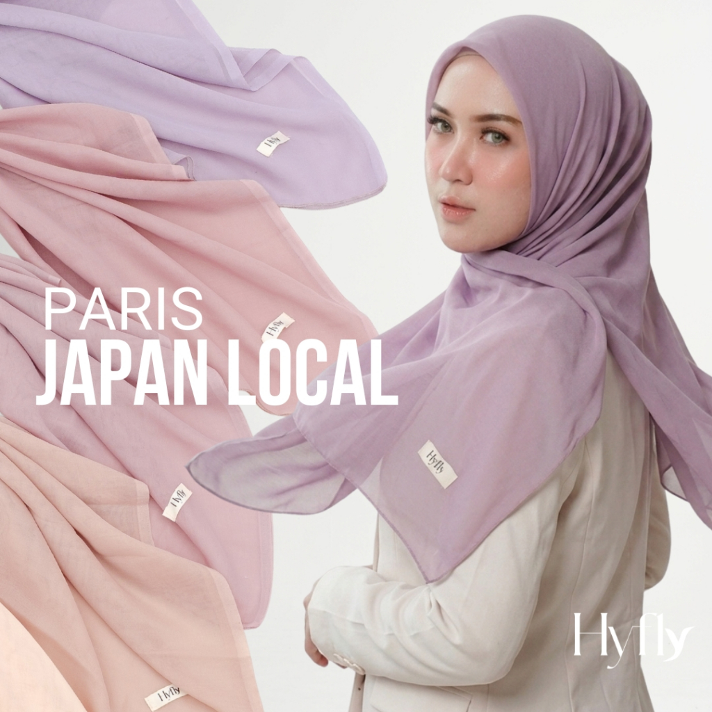 HYFLY- Kerudung Segi Empat Paris Jepang Premium Original Warna Lilac