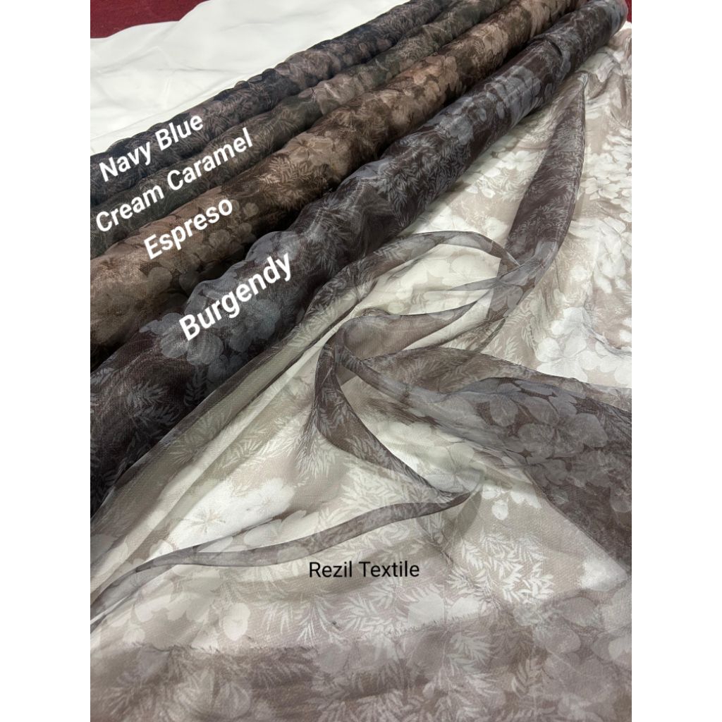 Kain Organza Motif Organza Silk Satin Organza Premium Bahan organza Gaun, DRES, Gaun Pesta, Bahawan,