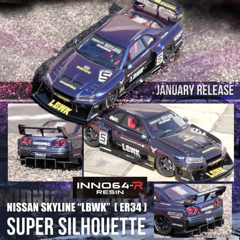 INNO64R 1/64 RESIN NISSAN SKYLINE "LBWK" (ER34) SUPER SILHOUETTE MIDNIGHT PURPLE II Limited Produced