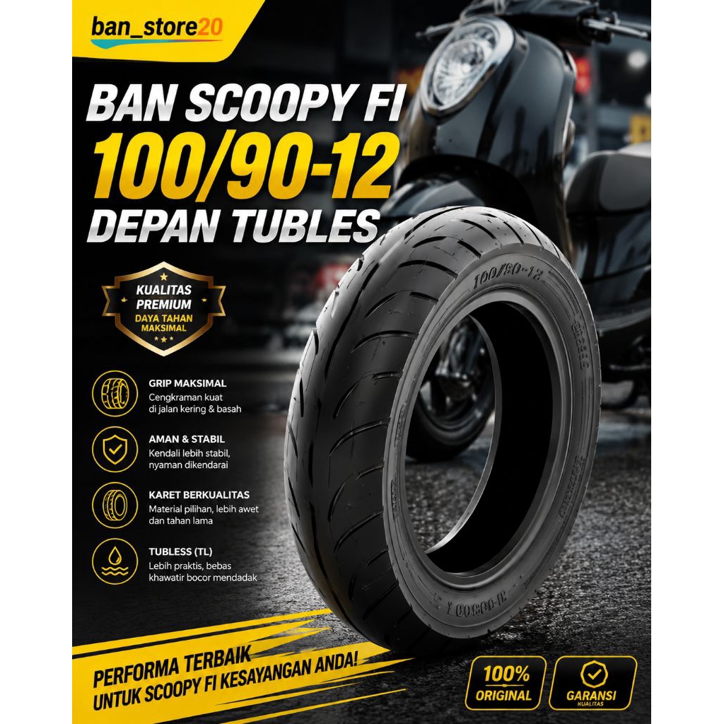 BAN SCOOPY FI 100/90-12 DEPAN TUBLES