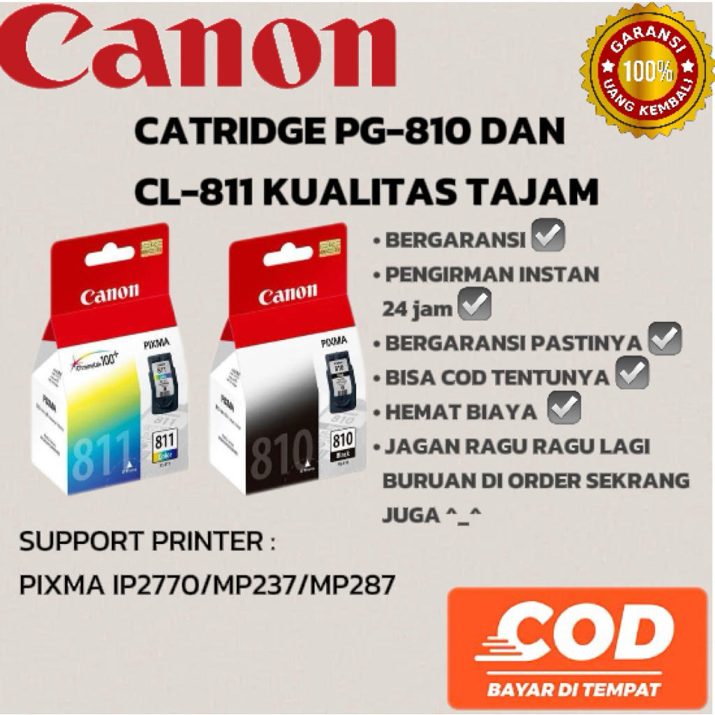 Cartridge Tinta Hitam CANON 810 811 untuk PTINTER IP2770