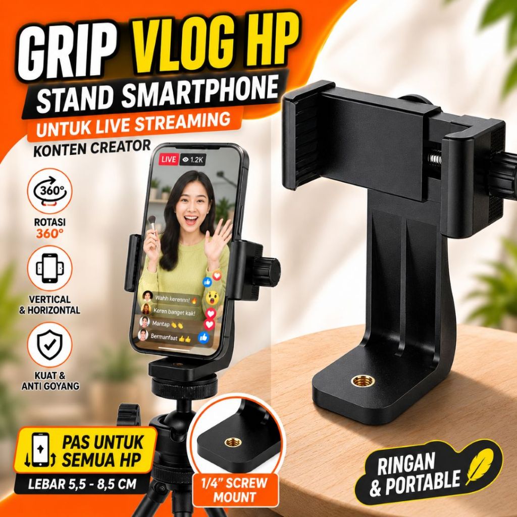 Holder Grip HP Universal Smartphone untuk Alat Live Streaming Konten Creator
