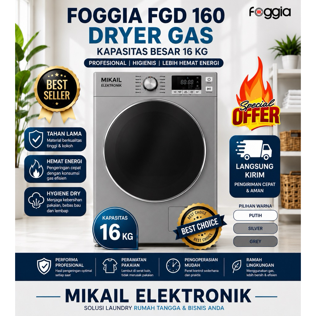 MESIN PENGERING DRYER LAUNDRY FOGGIA 16 KG KOMERISIL