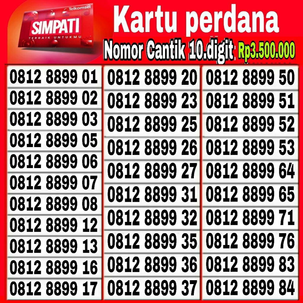 Simpati kartu perdana Telkomsel nomor cantik 11.angka dan 12 angka