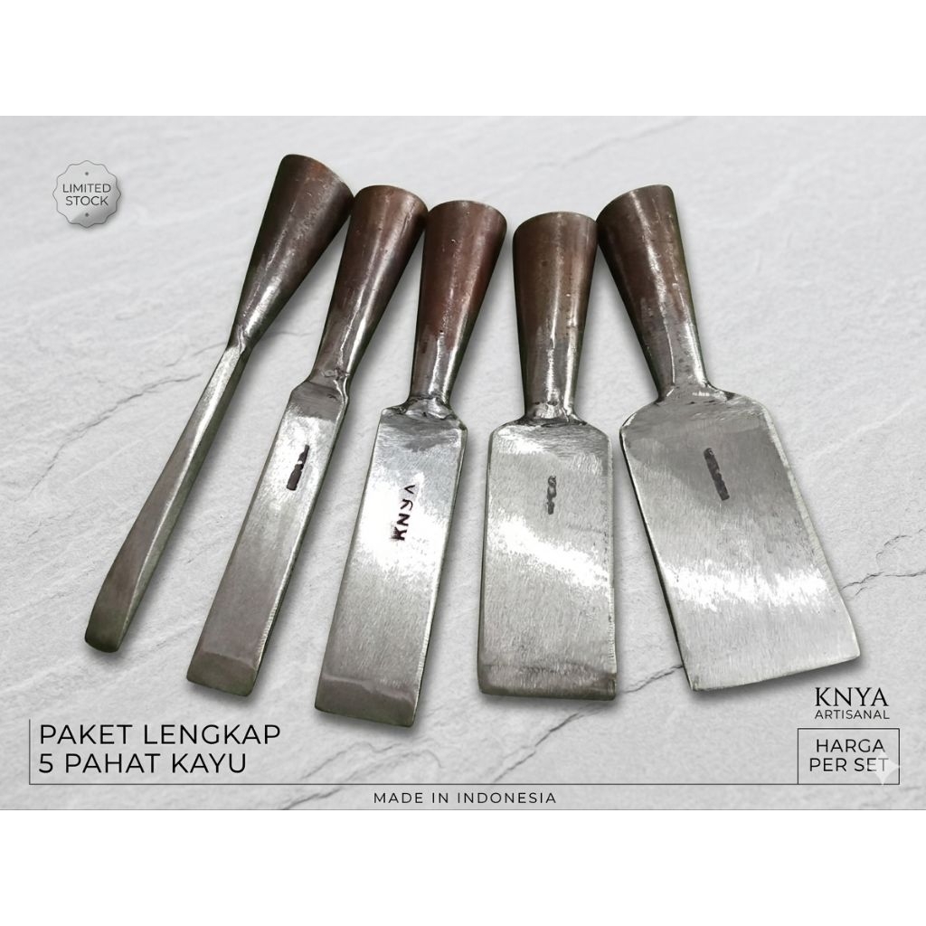 ​[ISI 5 PCS] Pahat Kayu Bobok Set Baja Asli / Alat Tatah Ukir Kayu Pertukangan Murah KNYA