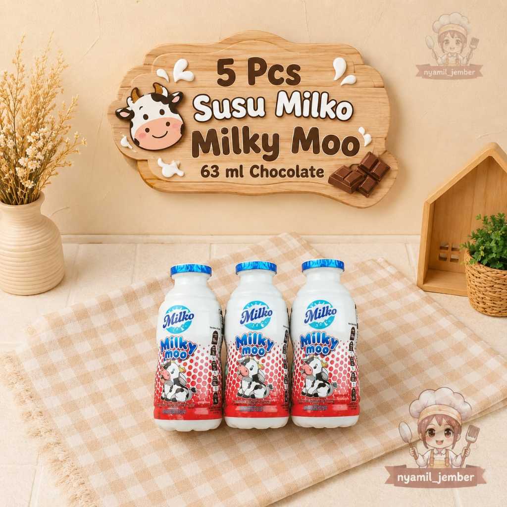 (5 BOTOL) MILKO Chocolate Susu Milko Milkymoo  RASA COKLAT 63ml