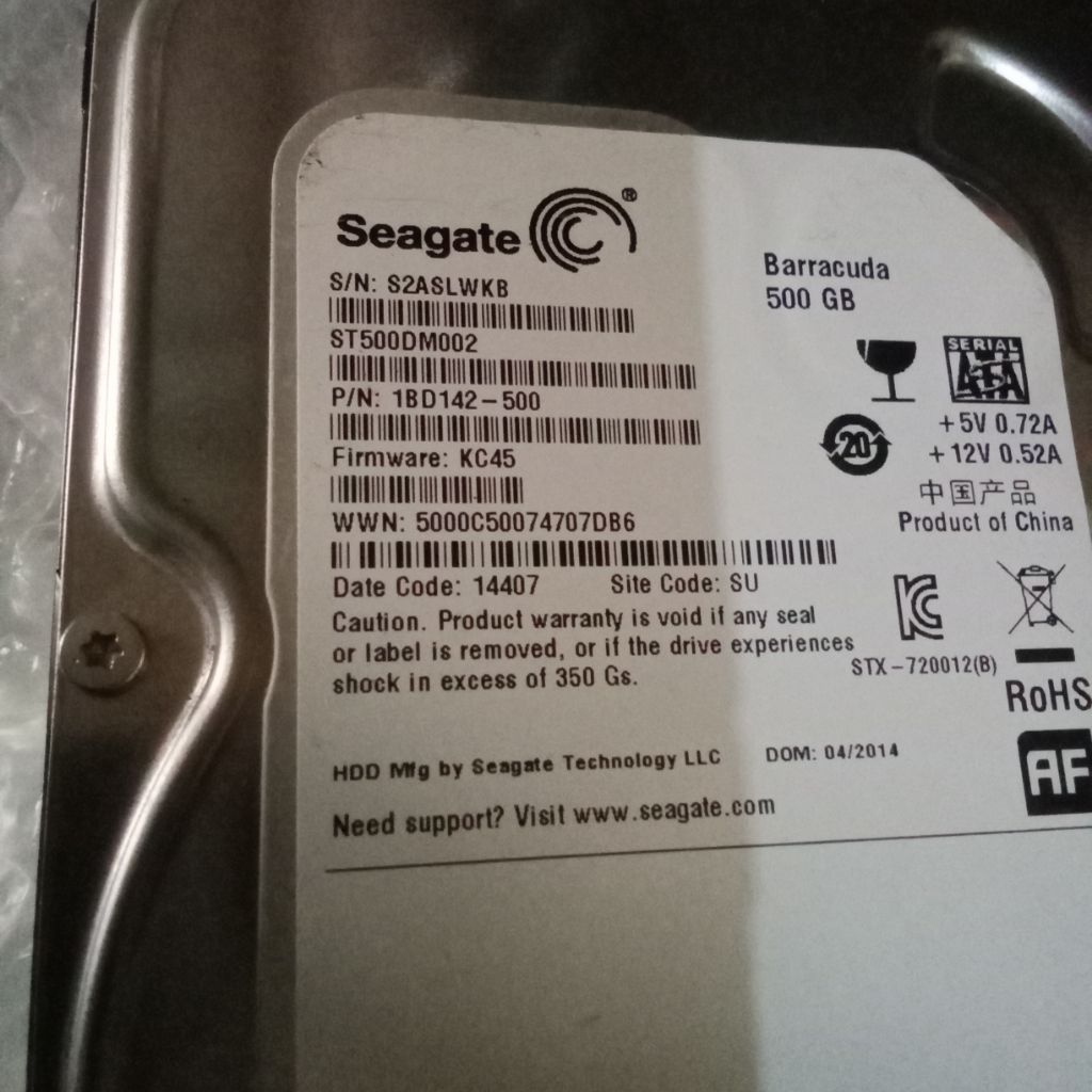 Hardisk 3.5 inchi 500 gb sata pc second