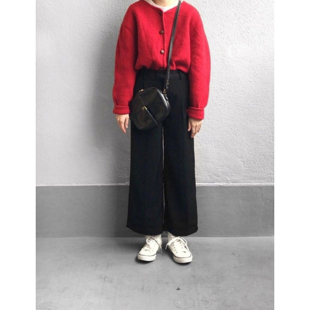 GU WIDE LEG PANTS BLACK
